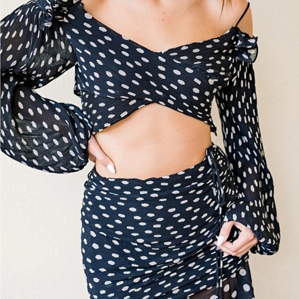 Stylish Black and White Polka Dot Two-Piece Set